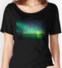 Northern lights over lake Relaxed Fit T-Shirt