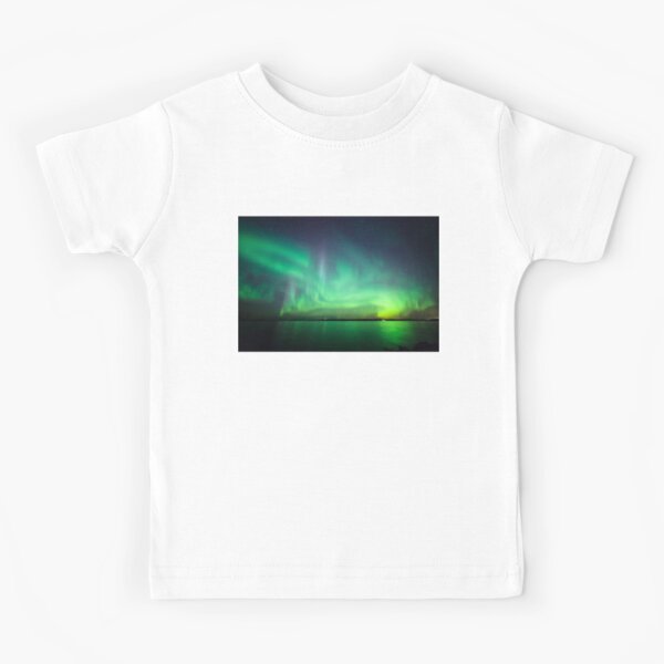 Northern lights over lake Kids T-Shirt