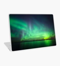 Northern lights over lake Laptop Skin