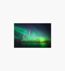 Northern lights over lake Art Board