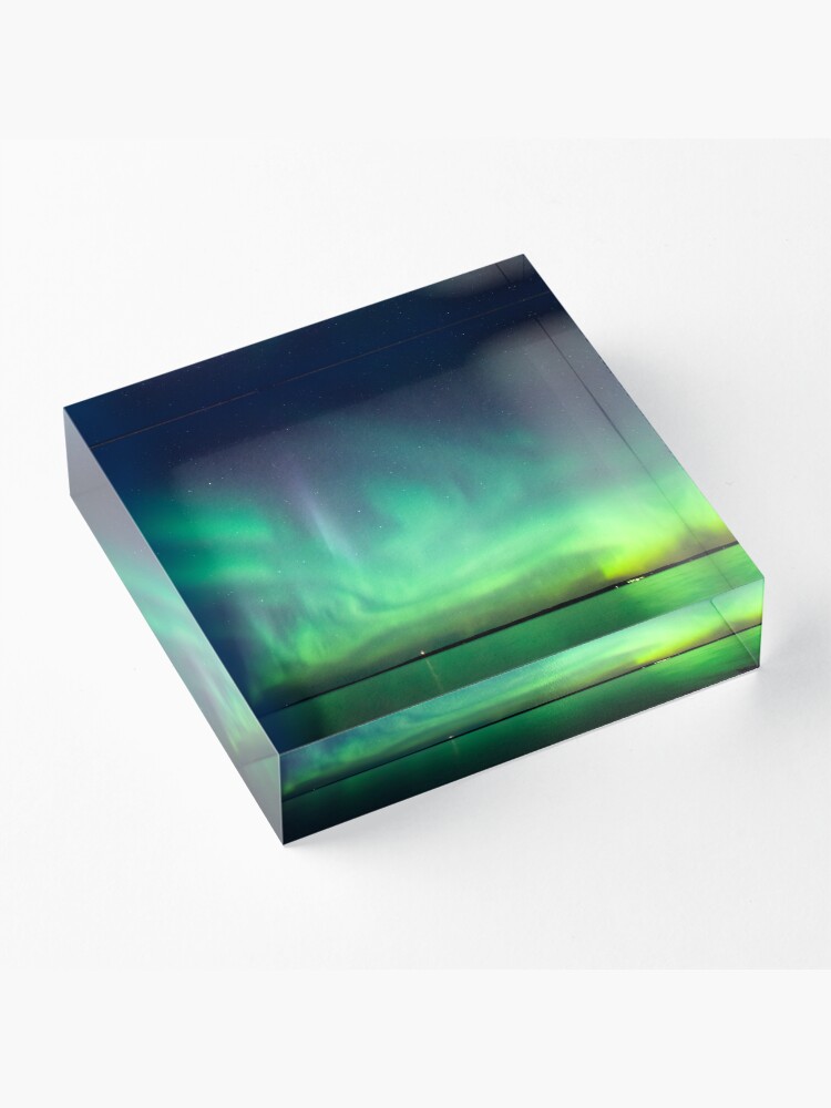 Alternate view of Northern lights over lake Acrylic Block