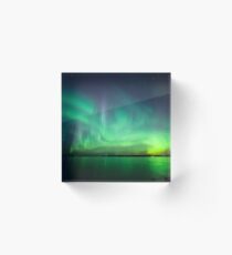 Northern lights over lake Acrylic Block