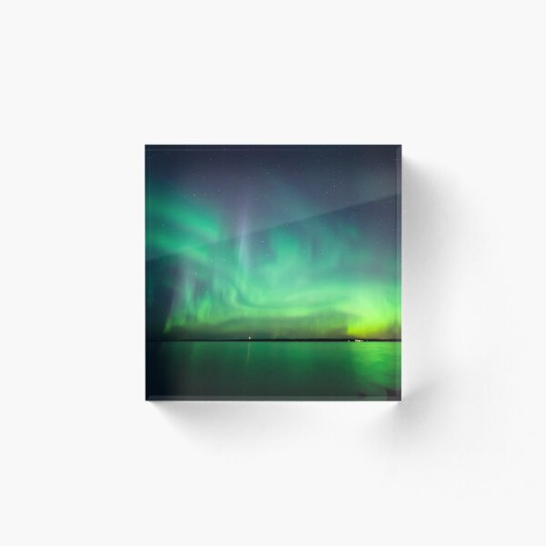 Northern lights over lake Acrylic Block
