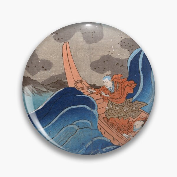 Item preview, Monk Nichiren Calming the Stormy Sea, 1835 by Utagawa Kuniyoshi designed and sold by VintageBob.