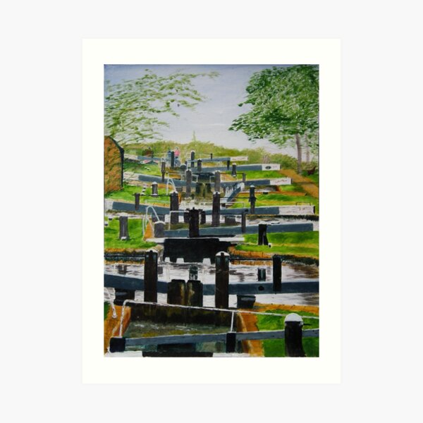 Looking down Audlem locks from lock No. 8 Art Print
