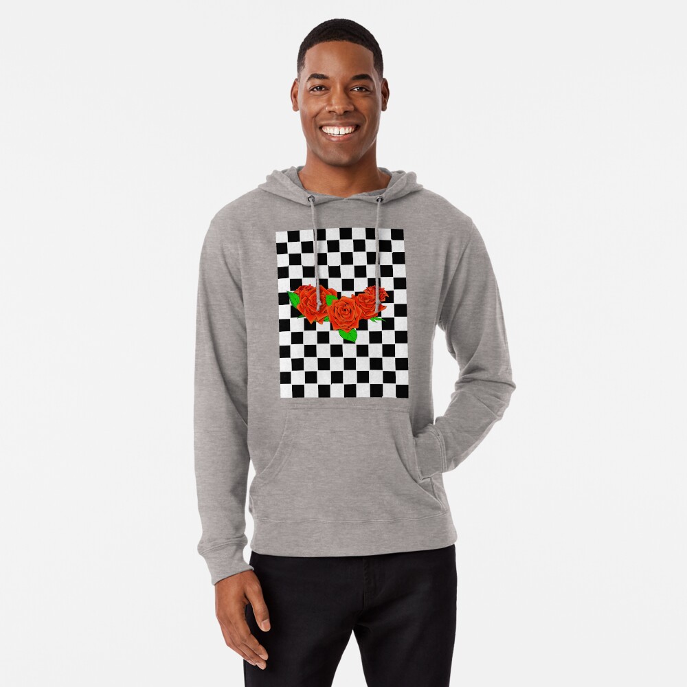 rose checkered hoodie