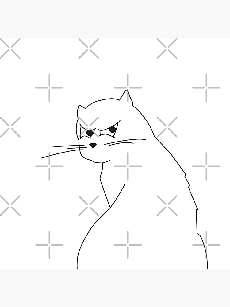 Angry cat line drawing art | Art Print