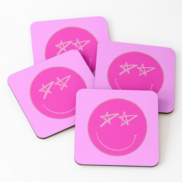 Item preview, Hot Pink Smile Smiley Face with Drawing Star Eyes Design designed and sold by theprintedclub.