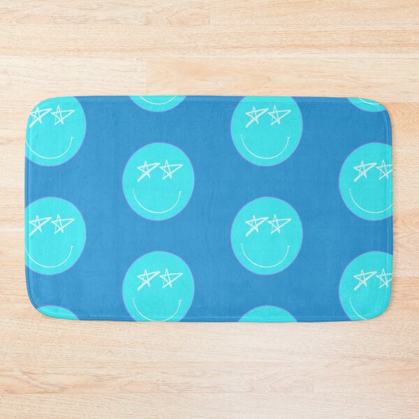 Item preview, Neon Blue Smile Smiley Face with Drawing Star Eyes Design designed and sold by theprintedclub.