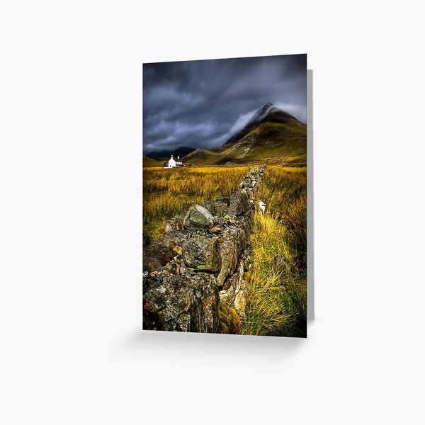 Camasunary Cottage and Blaven Isle of Skye, Scotland. Greeting Card
