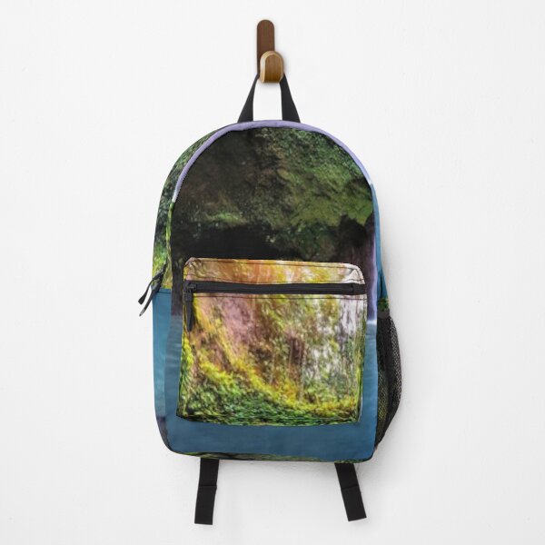 Item preview, cool green landscape with with a waterfall and green trees and mountain art designed and sold by BEAUTY ⭐⭐⭐⭐⭐.