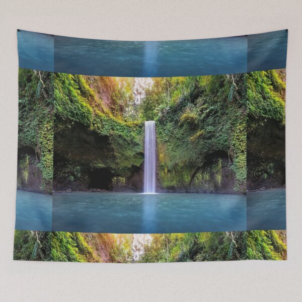 Item preview,  cool green landscape with with a waterfall and green trees and mountain  art designed and sold by BEAUTY ⭐⭐⭐⭐⭐.