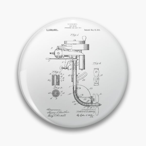 Item preview, Boat Motor Patent - E. B. Blakely - January 9, 1914 - Black Version designed and sold by Aliasandco.