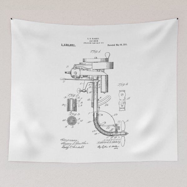 Item preview, Boat Motor Patent - E. B. Blakely - January 9, 1914 - Black Version designed and sold by Aliasandco.