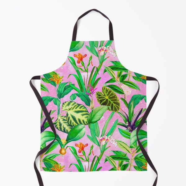 Item preview, Exotic tropical foliage, leaves and flowers tropical pattern, botanical illustration, pink floral illustration designed and sold by ZeinabTaha.