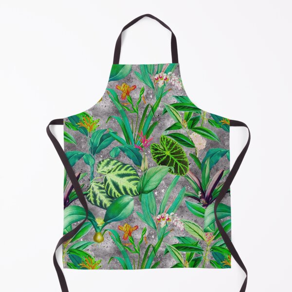 Item preview, Exotic tropical foliage, leaves and flowers tropical pattern, botanical illustration, grey floral illustration designed and sold by ZeinabTaha.