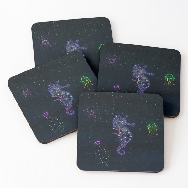 Item preview, Bioluminescent Seahorse In Midnight Sea designed and sold by kernowerno.