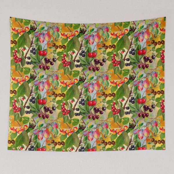 Item preview, Exotic tropical floral leaves and fruits, botanical pattern, tropical plants, yellow fruit pattern designed and sold by ZeinabTaha.