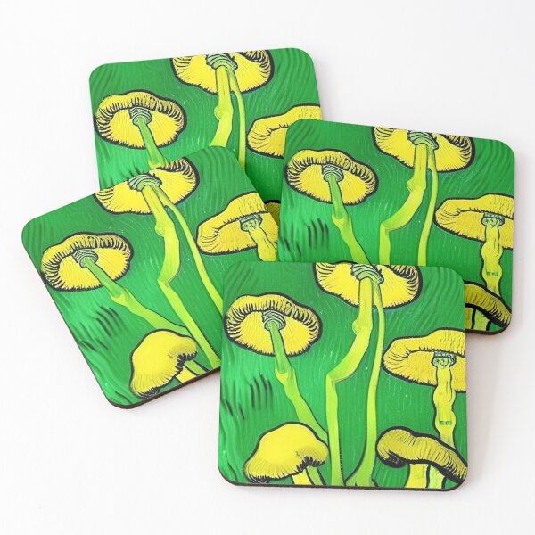 Item preview, YELLOW AND GREEN VAN GOGH STYLE MUSHROOMS designed and sold by sailorsam1805.