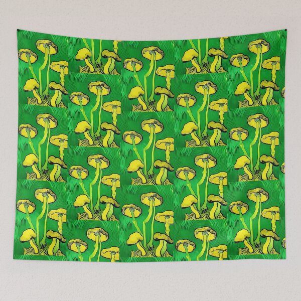 Item preview, YELLOW AND GREEN VAN GOGH STYLE MUSHROOMS designed and sold by sailorsam1805.