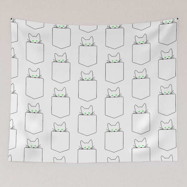 Item preview, Green Eyed Cat In Pocket | One Line Drawing | One Line Art | Minimal | Minimalist designed and sold by One-Line-Artist.