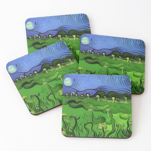 Item preview, GREEN AND PURPLE VAN GOGH STYLE MUSHROOMS designed and sold by sailorsam1805.