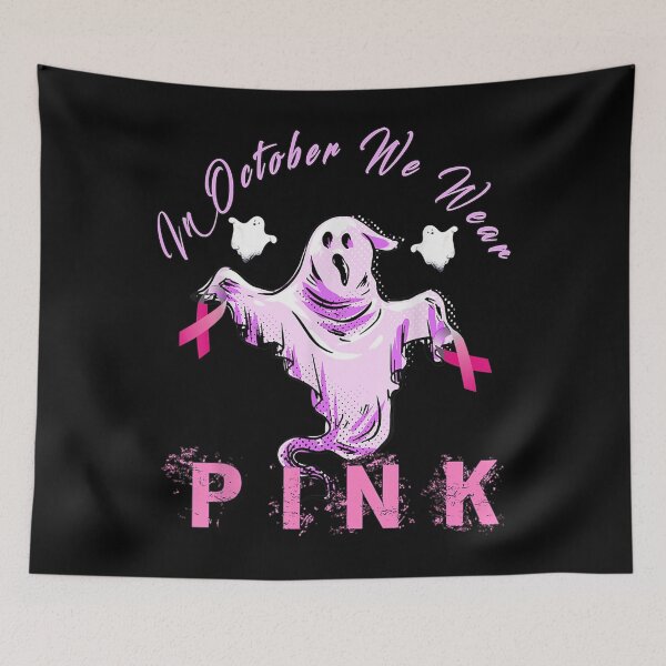 Item preview, In October We Wear Pink Ribbon Ghost Breast Cancer Halloween halloween scary designed and sold by SatouKuru.