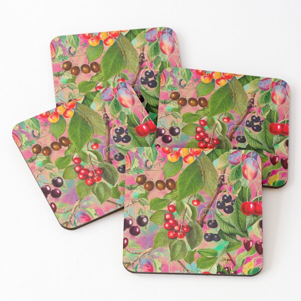 Item preview, Exotic tropical floral leaves and fruits, botanical pattern, tropical plants, blush rose pink fruit pattern designed and sold by ZeinabTaha.