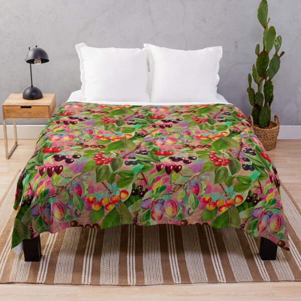 Item preview, Exotic tropical floral leaves and fruits, botanical pattern, tropical plants, blush rose pink fruit pattern designed and sold by ZeinabTaha.