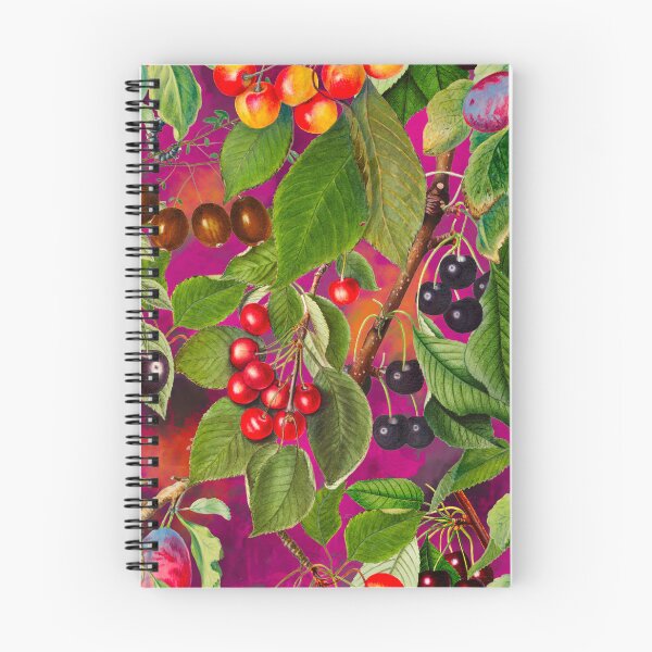 Item preview, Exotic tropical floral leaves and fruits, botanical pattern, tropical plants, fuchsia pink fruit pattern designed and sold by ZeinabTaha.