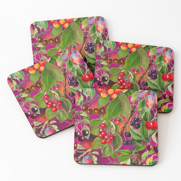 Item preview, Exotic tropical floral leaves and fruits, botanical pattern, tropical plants, fuchsia pink fruit pattern designed and sold by ZeinabTaha.