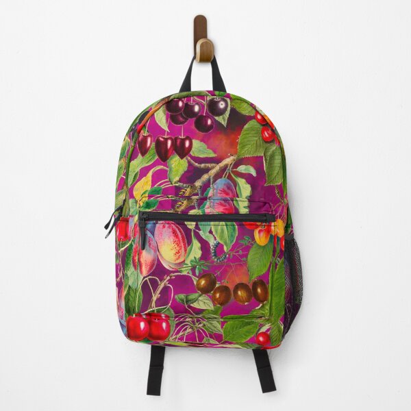 Item preview, Exotic tropical floral leaves and fruits, botanical pattern, tropical plants, fuchsia pink fruit pattern designed and sold by ZeinabTaha.