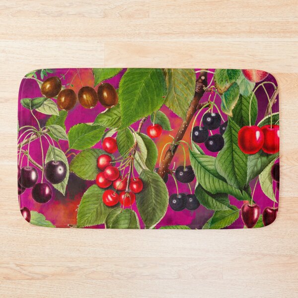 Item preview, Exotic tropical floral leaves and fruits, botanical pattern, tropical plants, fuchsia pink fruit pattern designed and sold by ZeinabTaha.