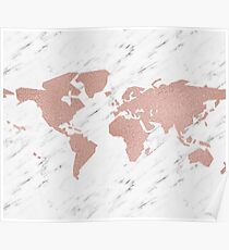 Wanderlust marble - rose gold Poster