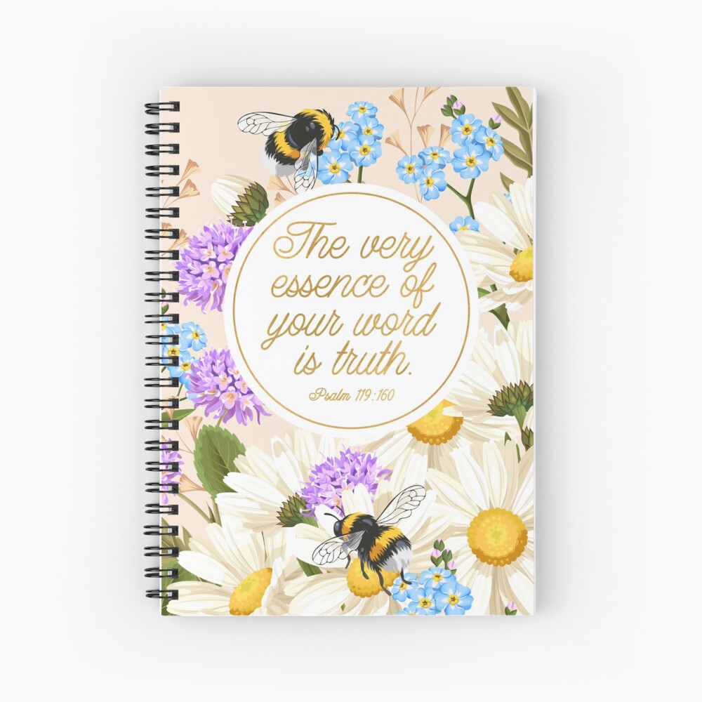 Year Text 2023 (Flowers and Bees) Spiral Notebook