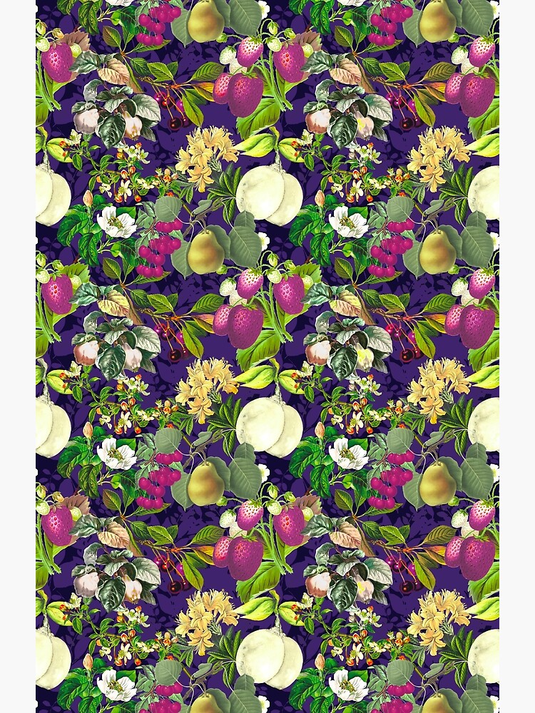 "Vintage fruit garden pattern, strawberries, vintage botanical, fruit