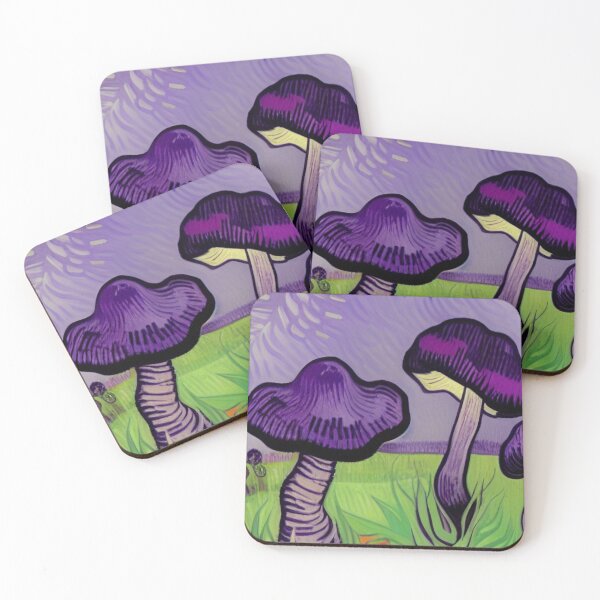 Item preview, PURPLE AND GREEN VAN GOGH STYLE MUSHROOMS designed and sold by sailorsam1805.