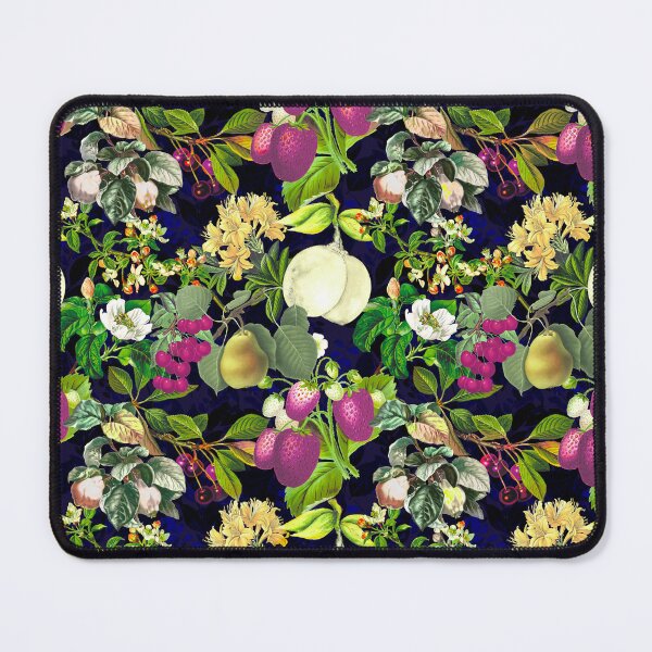 Item preview, Vintage fruit garden pattern, strawberries, vintage botanical, fruit pattern, black floral illustration designed and sold by ZeinabTaha.