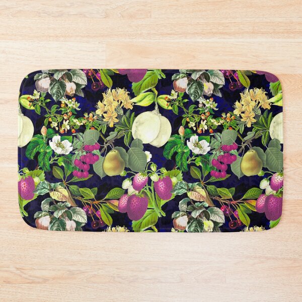 Item preview, Vintage fruit garden pattern, strawberries, vintage botanical, fruit pattern, black floral illustration   designed and sold by ZeinabTaha.