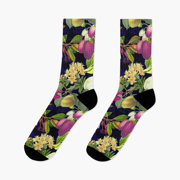 Item preview, Vintage fruit garden pattern, strawberries, vintage botanical, fruit pattern, black floral illustration   designed and sold by ZeinabTaha.