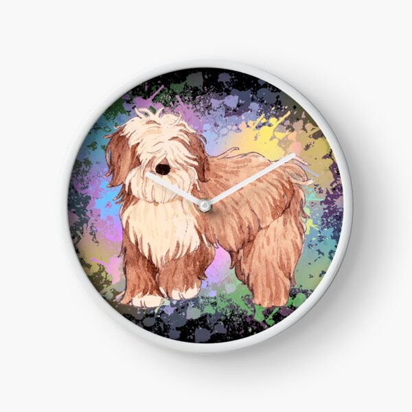Tibetan terrier dog illustration Clock