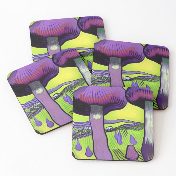Item preview, STYLISH PURPLE AND GREEN VAN GOGH STYLE MUSHROOMS designed and sold by sailorsam1805.