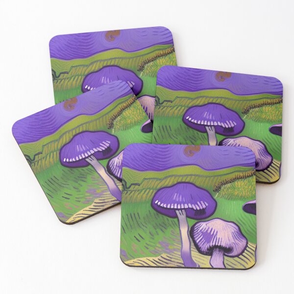 Item preview, CUTE PURPLE AND GREEN VAN GOGH STYLE MUSHROOMS designed and sold by sailorsam1805.