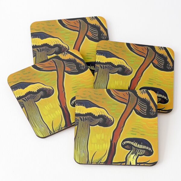 Item preview, CUTE YELLOW AND ORANGE VAN GOGH STYLE MUSHROOMS designed and sold by sailorsam1805.