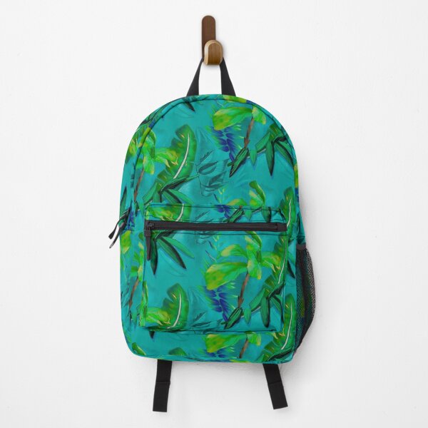 Item preview, tropical heaven trendy exotic floral pattern, leaves and flowers tropical pattern, botanical illustration, aqua turquoise floral illustration designed and sold by ZeinabTaha.
