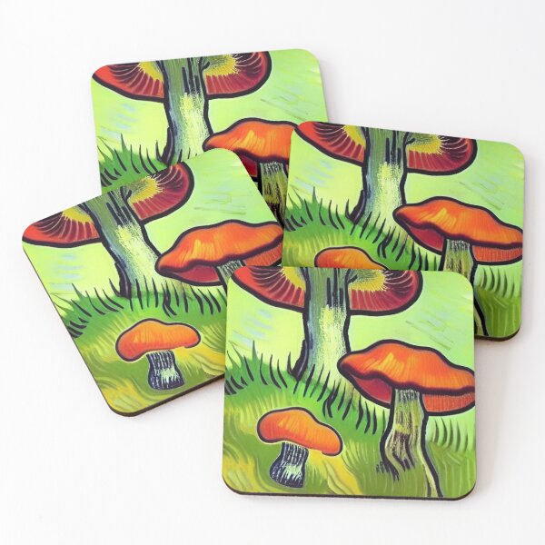 Item preview, STYLISH YELLOW AND ORANGE VAN GOGH STYLE MUSHROOMS designed and sold by sailorsam1805.