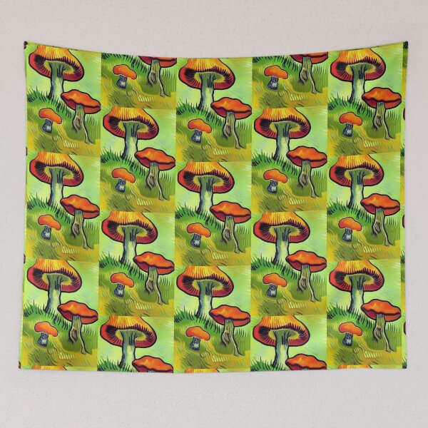 Item preview, STYLISH YELLOW AND ORANGE VAN GOGH STYLE MUSHROOMS designed and sold by sailorsam1805.