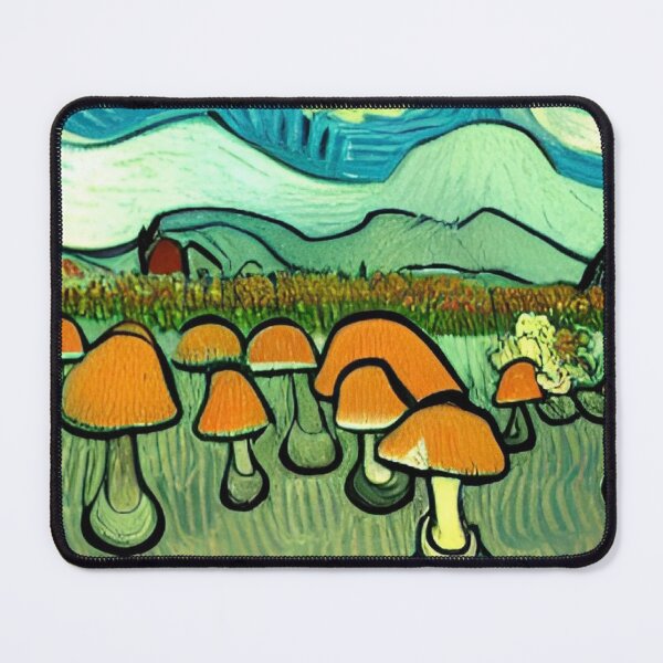 Item preview, YELLOW,ORANGE  AND BLUE VAN GOGH STYLE MUSHROOMS designed and sold by sailorsam1805.