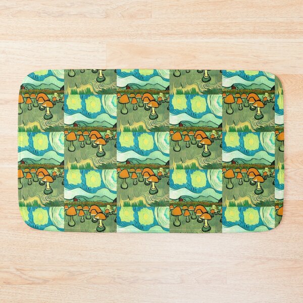 Item preview, YELLOW,ORANGE  AND BLUE VAN GOGH STYLE MUSHROOMS designed and sold by sailorsam1805.