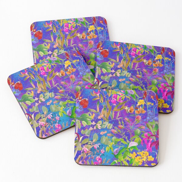 Item preview, Floral blooms and flowers exotic garden, roses and flowers, botanical pattern, illustration, plants pattern, sky blue floral designed and sold by ZeinabTaha.